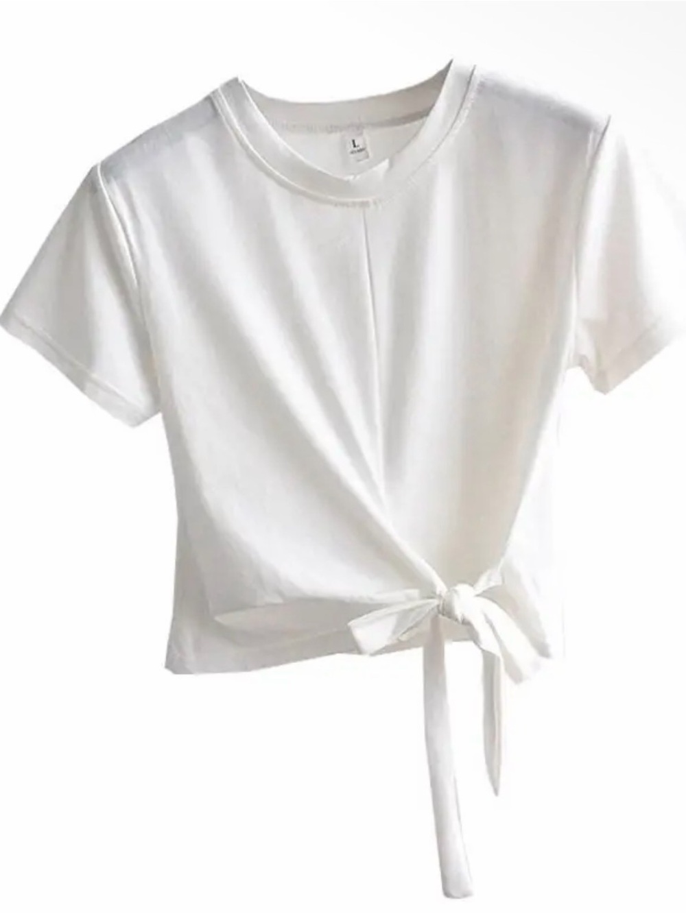 Tie-Front Crewneck Women's Top in White